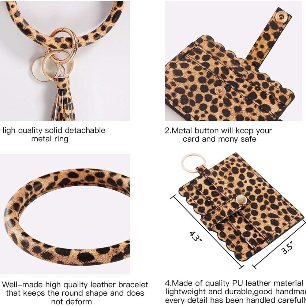 Leopard Bracelet Keychain Card Holder Leather - Picture 8 of 8